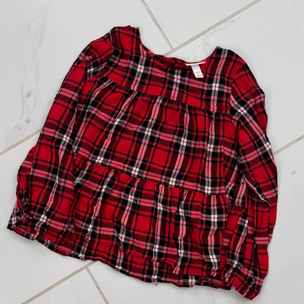 Cat & Jack Red Plaid Kids Blouse